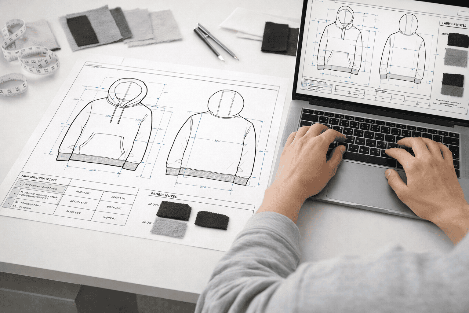 Tech pack hoodie design