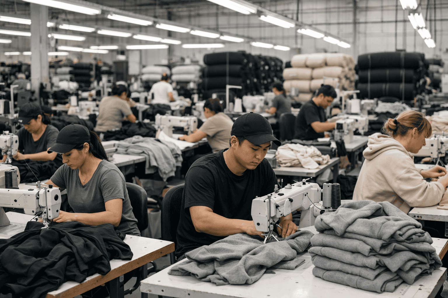 Streetwear production line in factory
