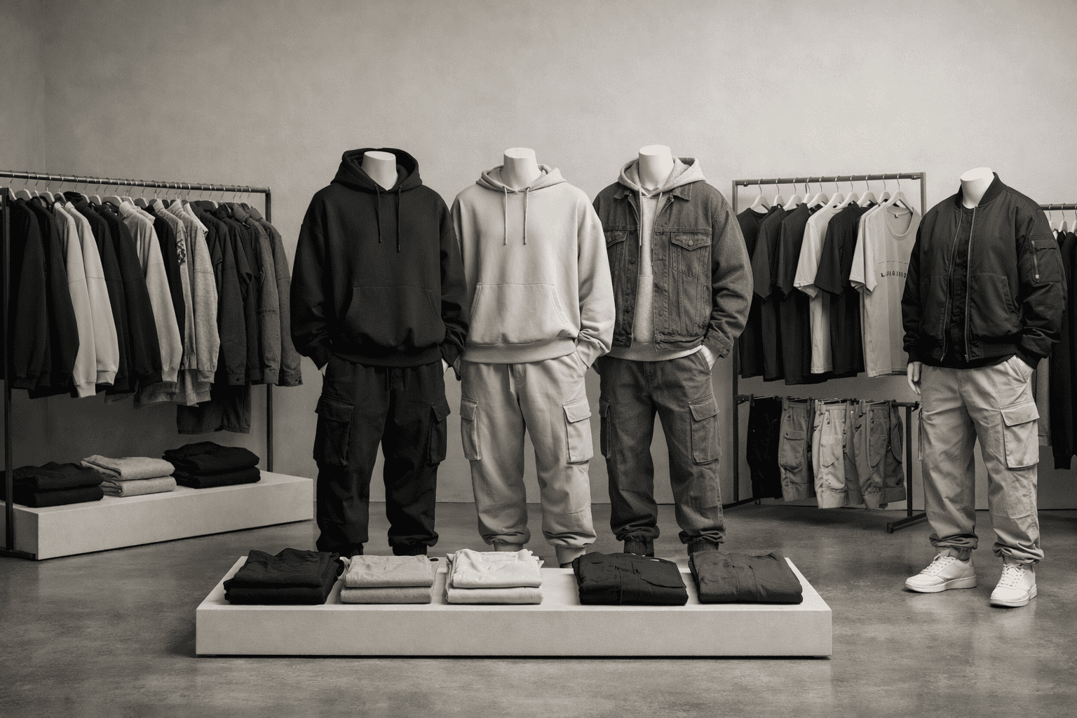 Streetwear product collection showroom