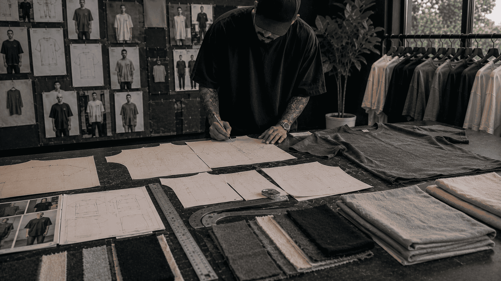Oversized heavyweight t-shirt sample development and pattern making