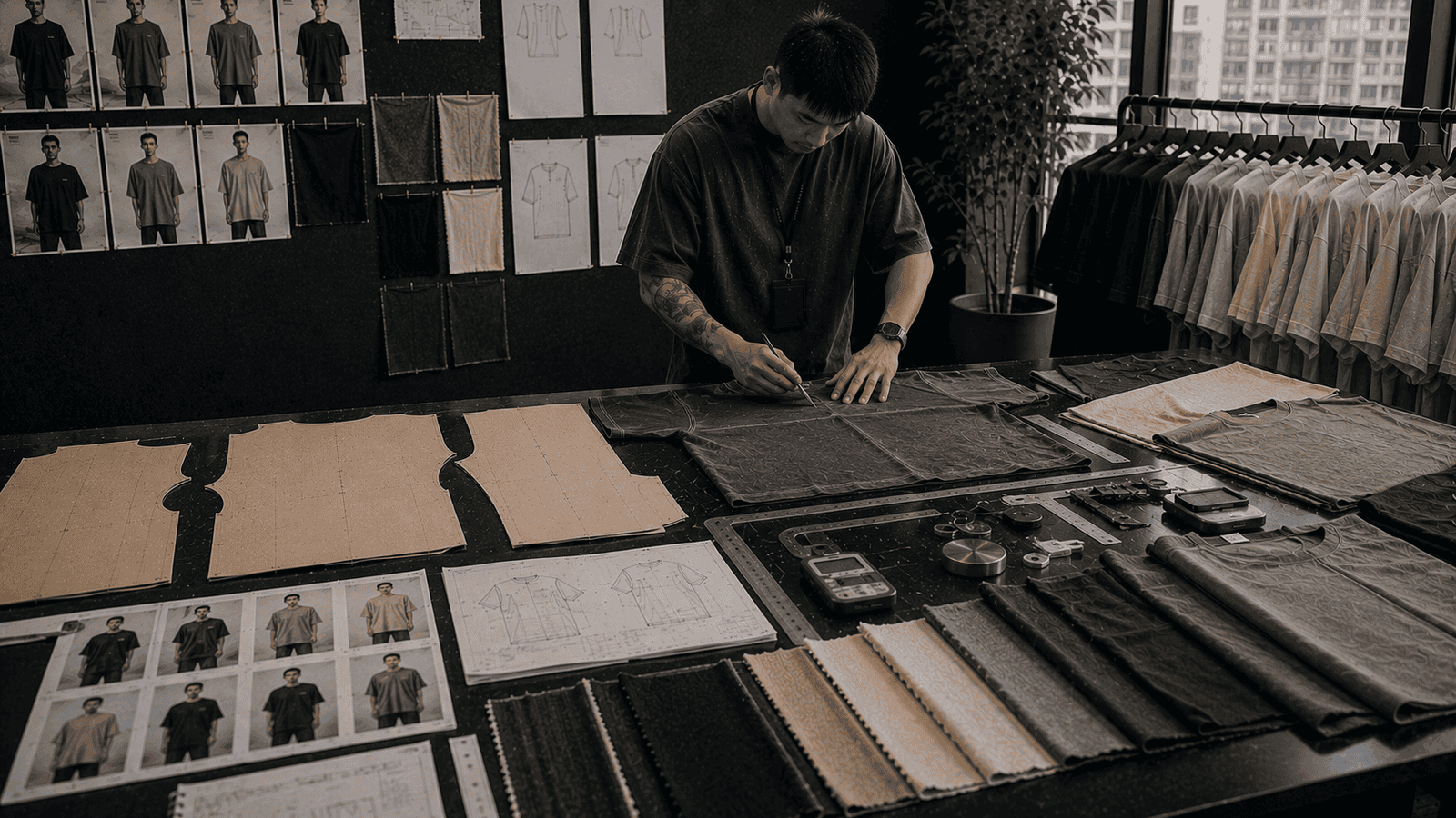 Oversized heavyweight streetwear t-shirt fit development and sample making