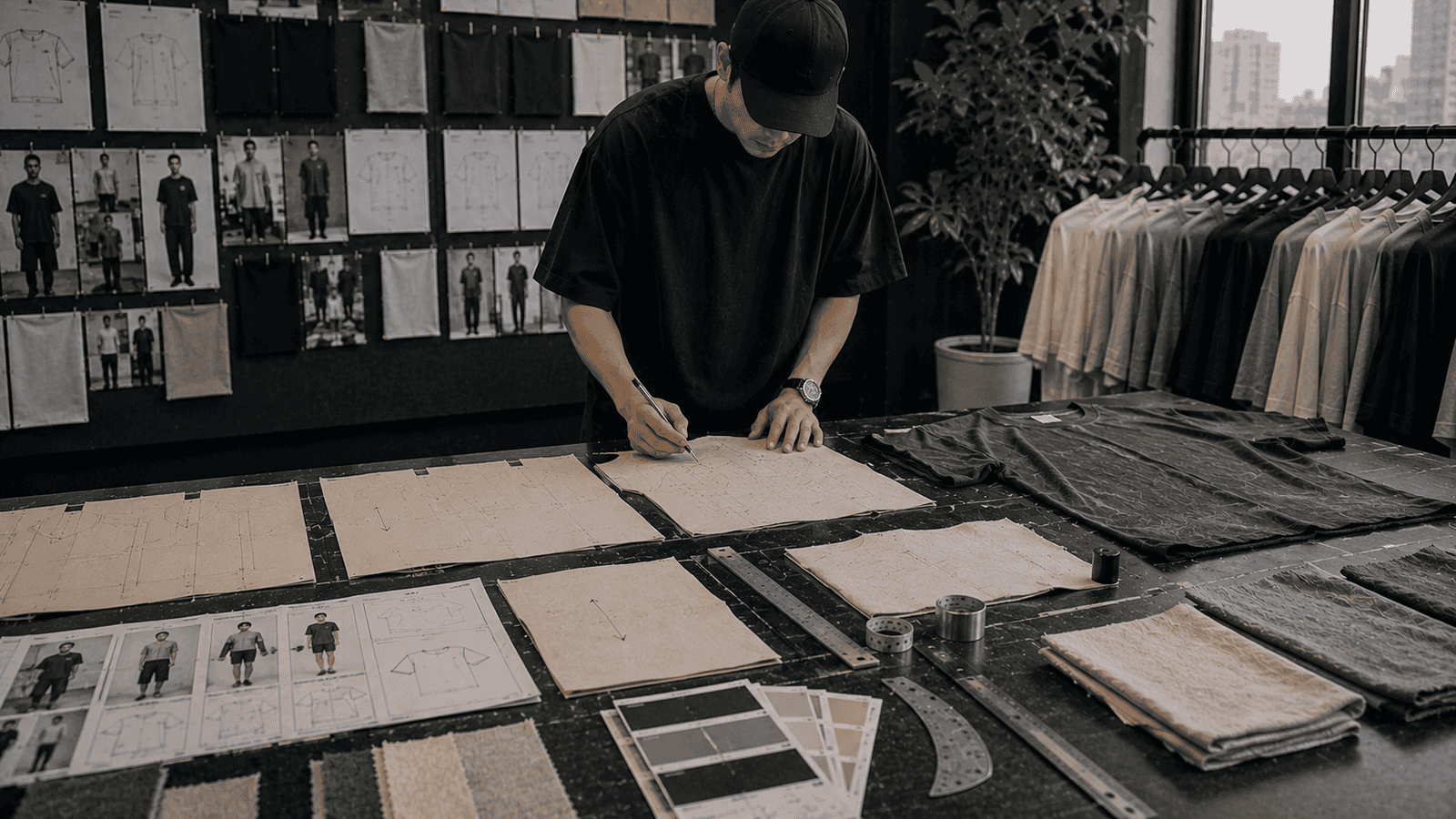 Oversized heavyweight streetwear t-shirt pattern making and fit development