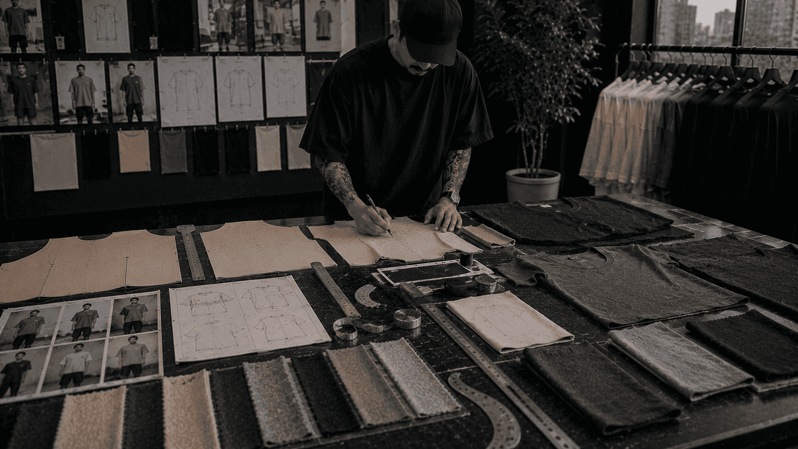 Oversized heavyweight streetwear t-shirt pattern making and sample development