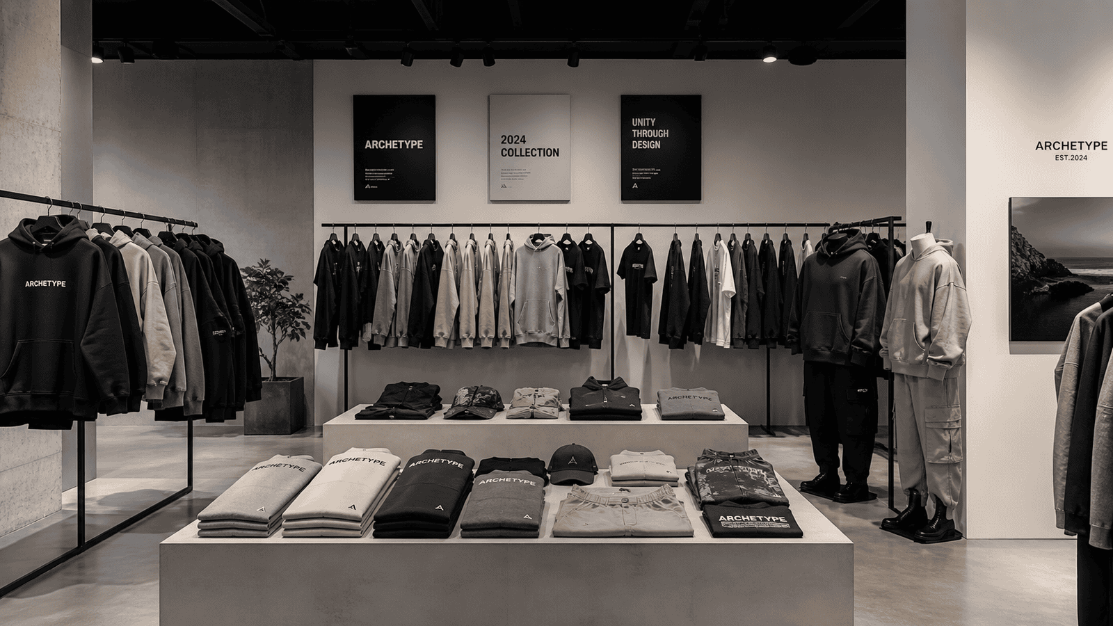 Streetwear product collection showroom