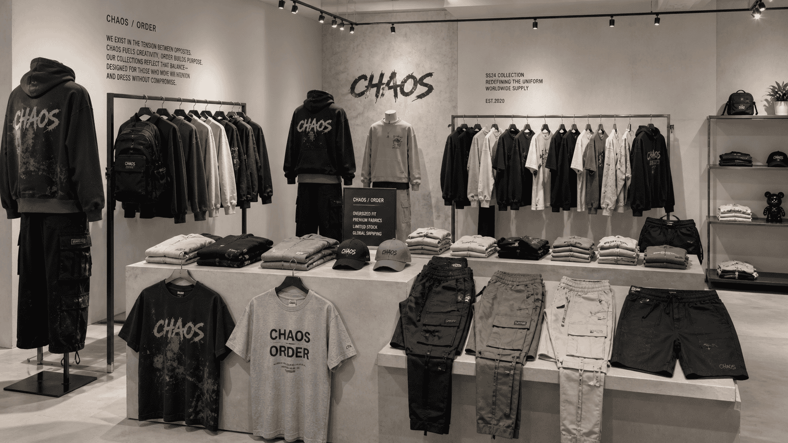 Streetwear product categories showcase