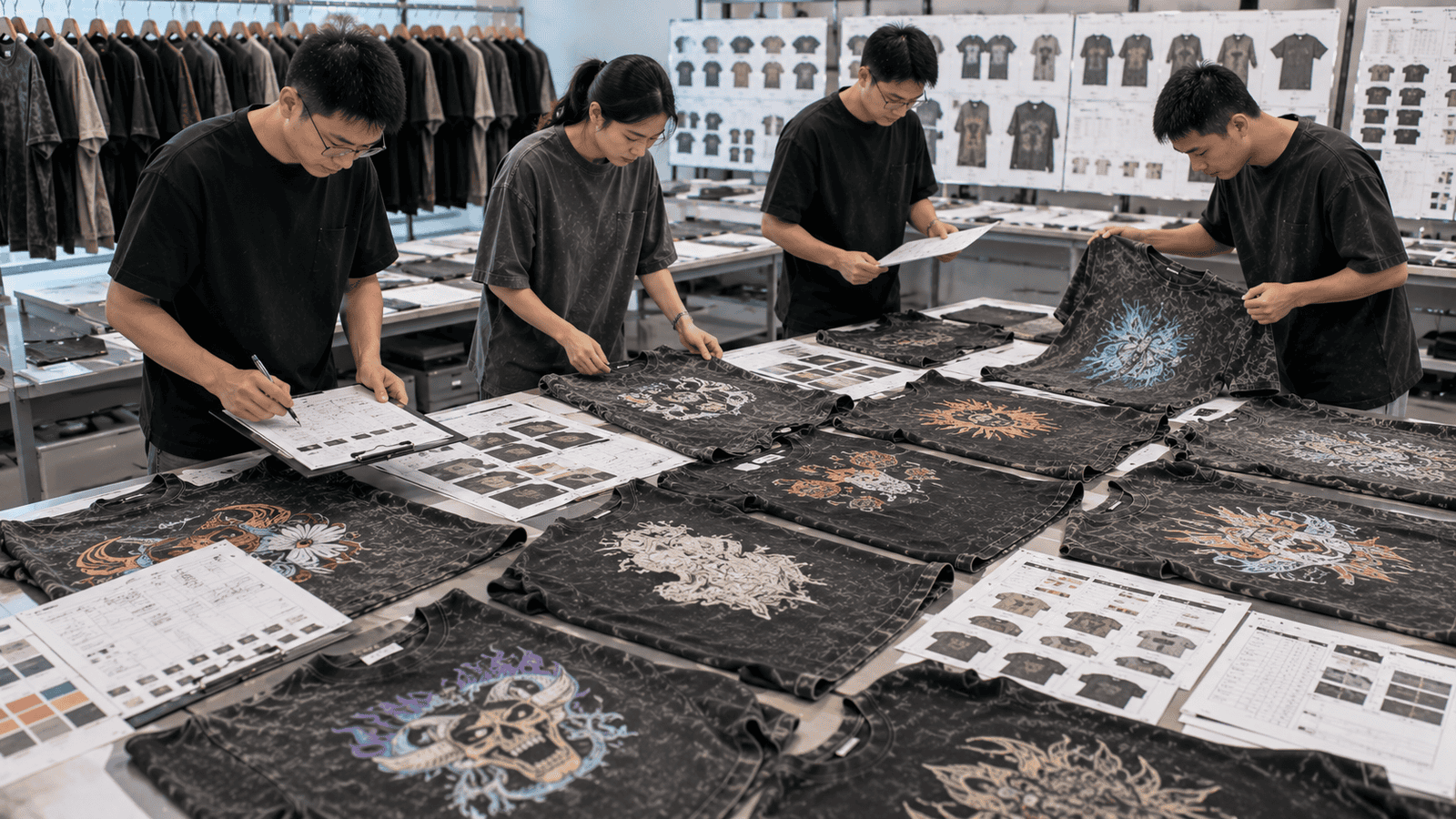 Graphic Printing Evaluation for Acid Wash Streetwear T-Shirts
