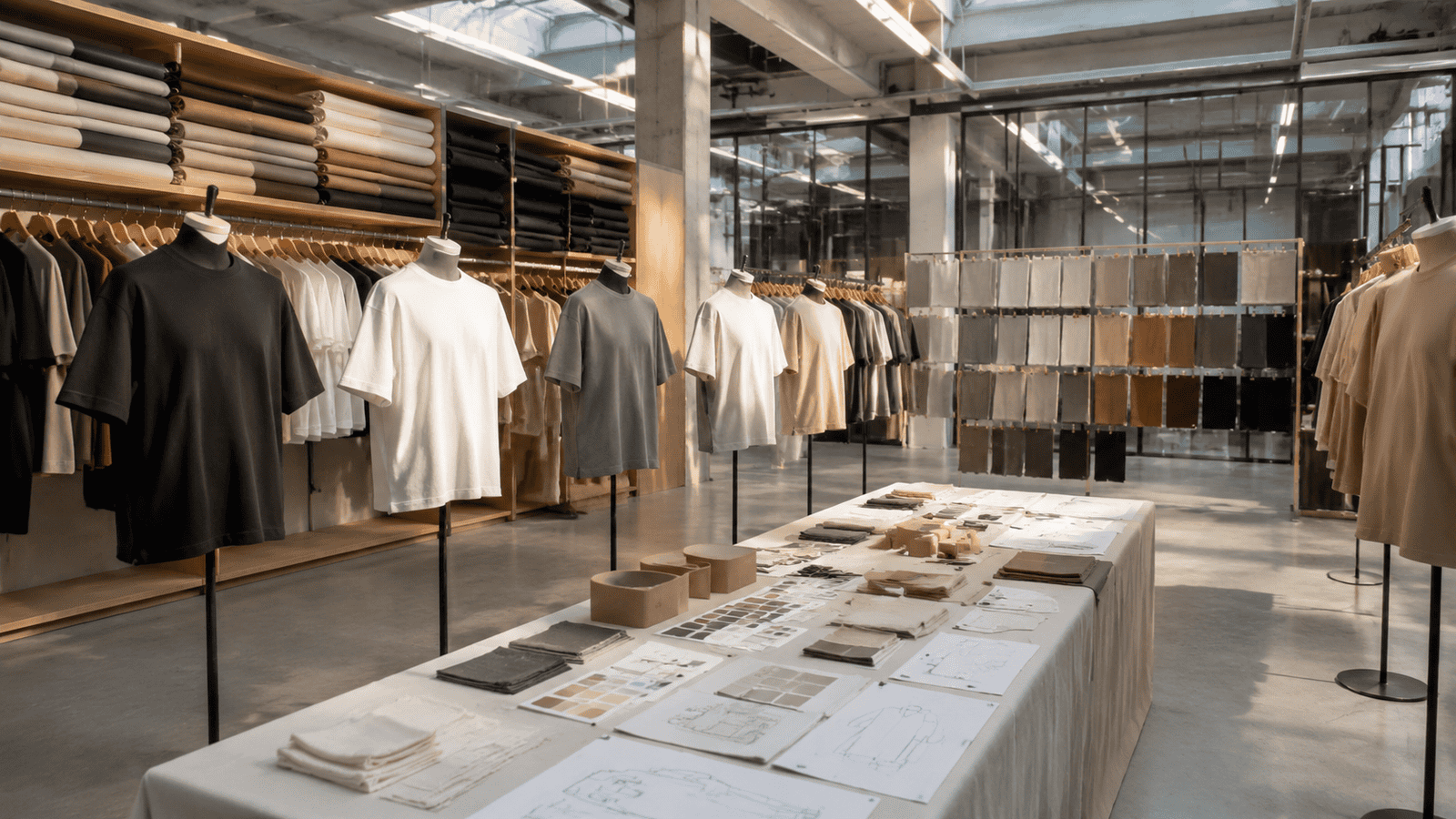 Sustainable streetwear manufacturing showroom