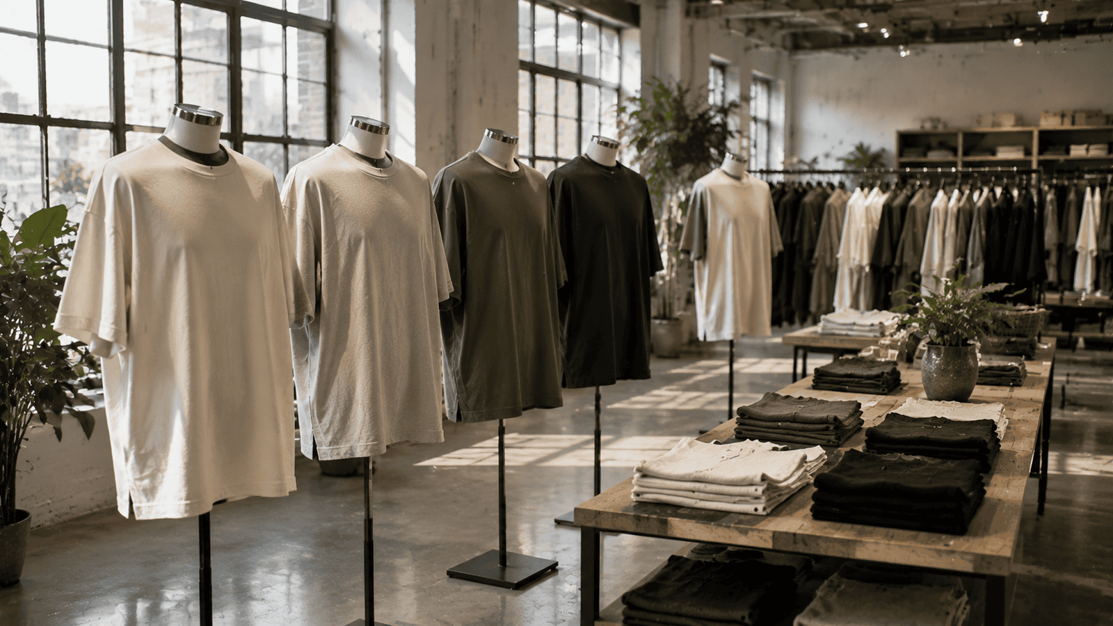 Organic cotton streetwear T-shirt showroom