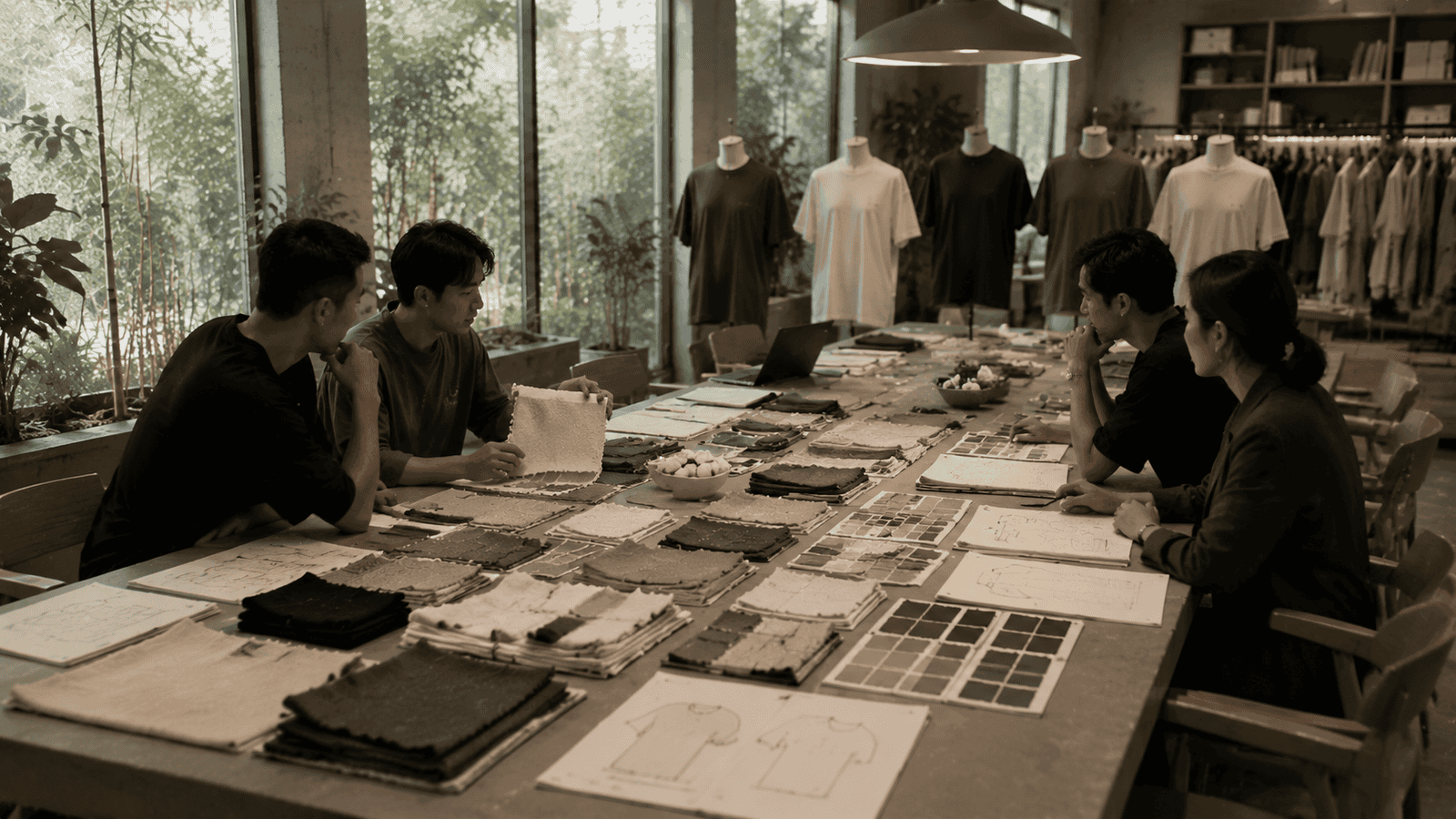Organic cotton streetwear manufacturing showroom