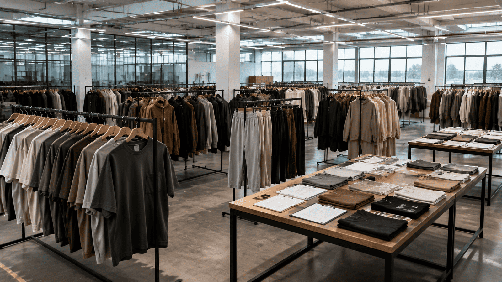 Modern sustainable streetwear manufacturing workspace