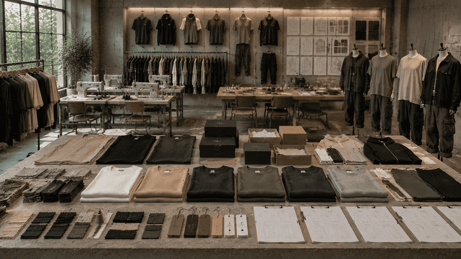 Streetwear product range display showroom