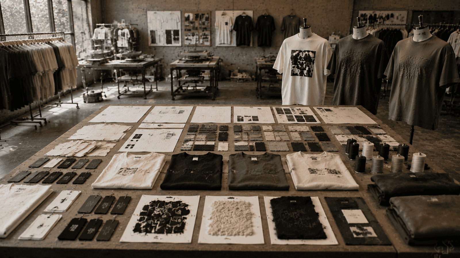 Streetwear product range display showroom