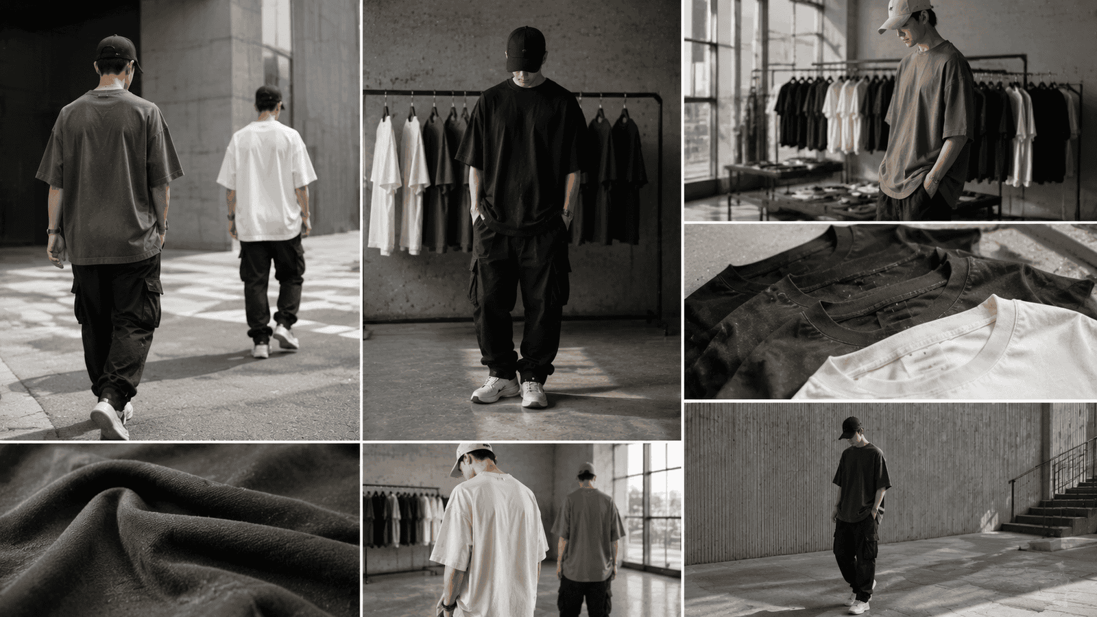 Men’s streetwear T-shirt manufacturing concept showroom