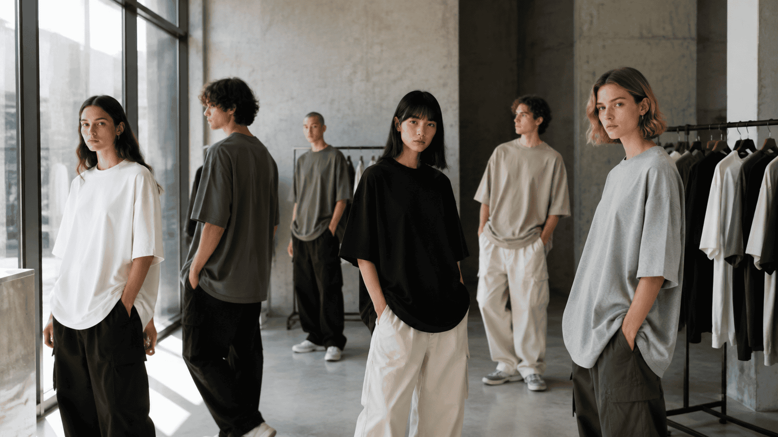 Unisex streetwear T-shirt showroom concept