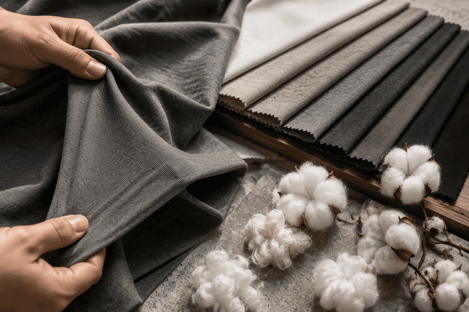 Heavyweight cotton fabric texture close-up