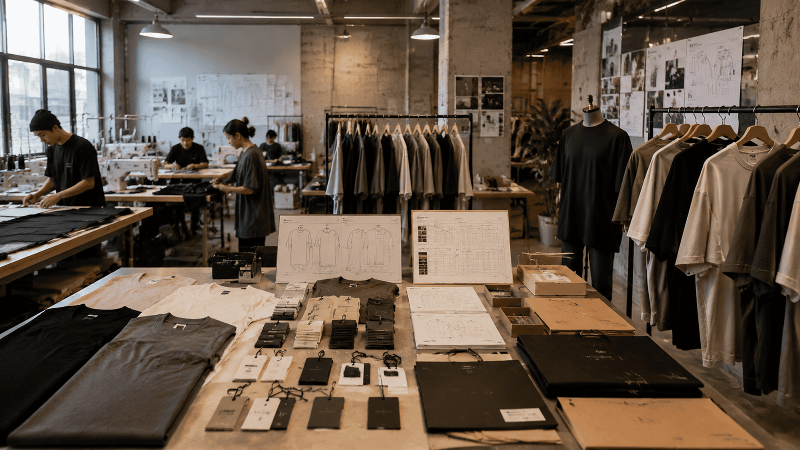 Unisex streetwear product range display