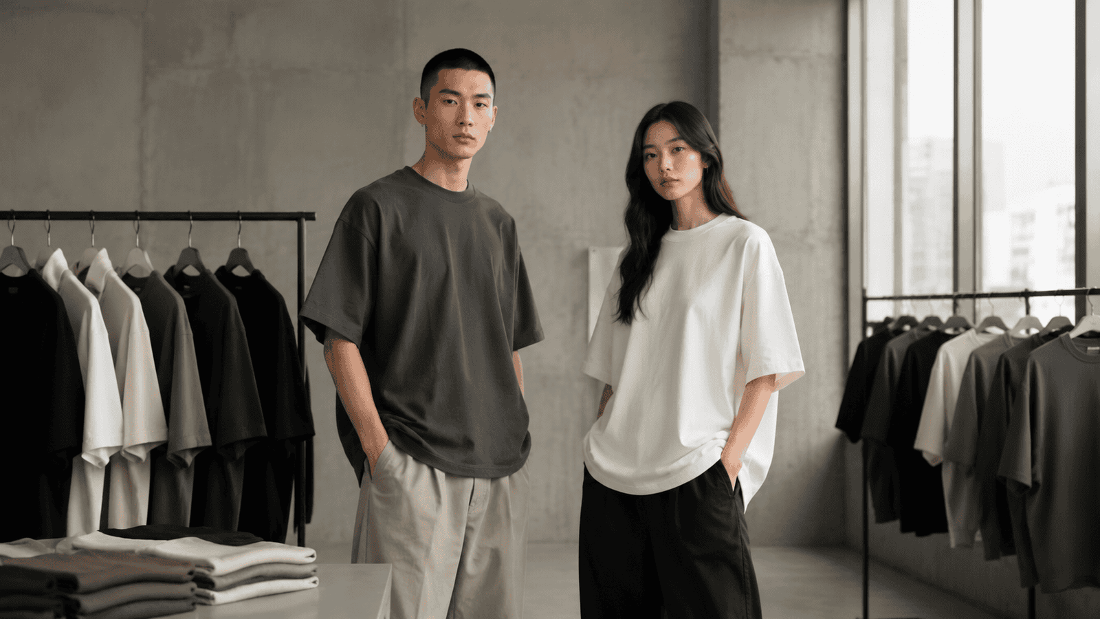 Unisex streetwear oversized T-shirt brand showroom