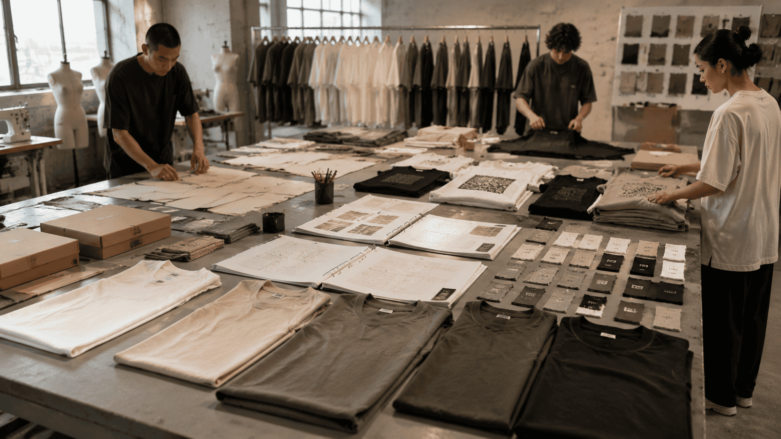 Unisex streetwear product range display