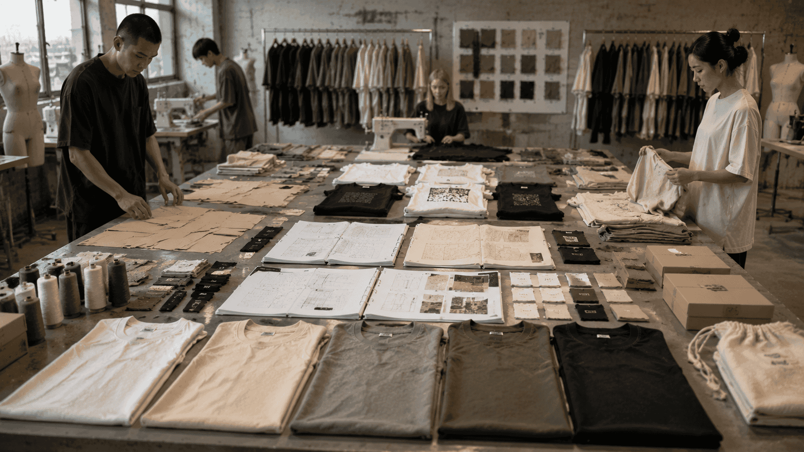 Unisex streetwear product range display showroom