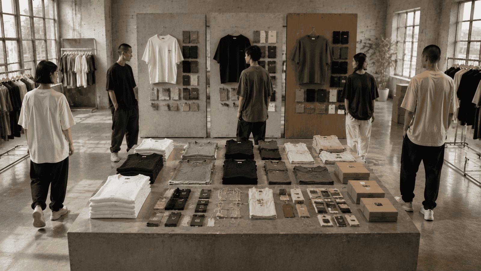 Unisex streetwear production concept showroom