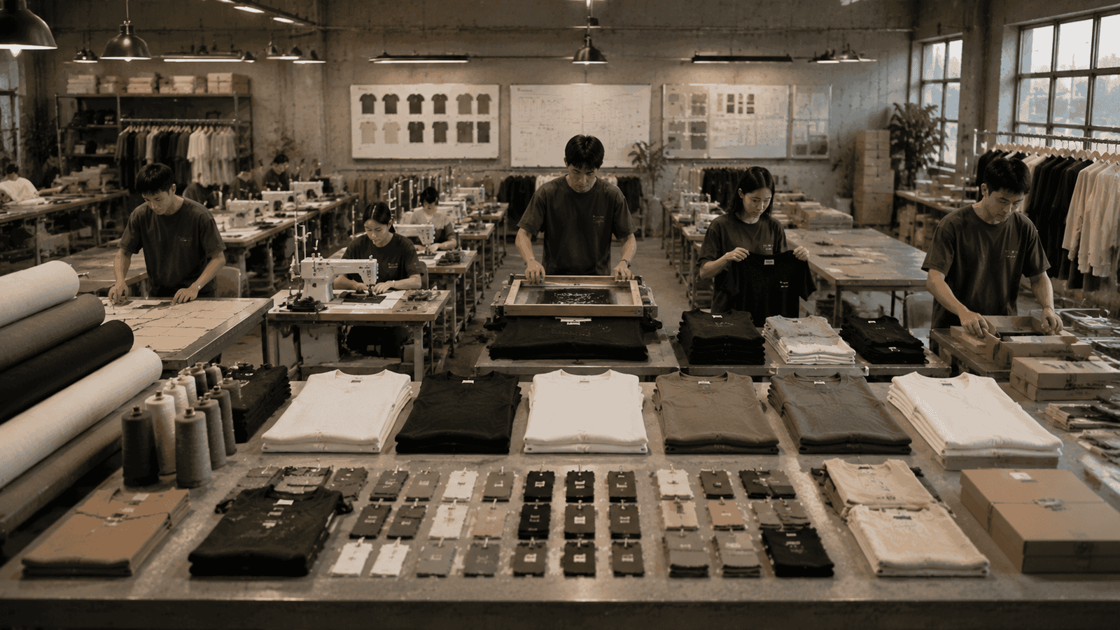 Unisex streetwear product range display showroom