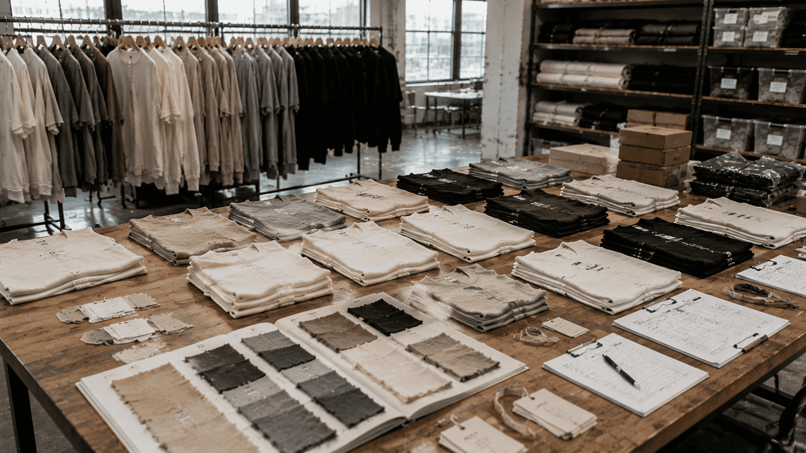 Organic cotton streetwear fabric inspection in modern apparel factory