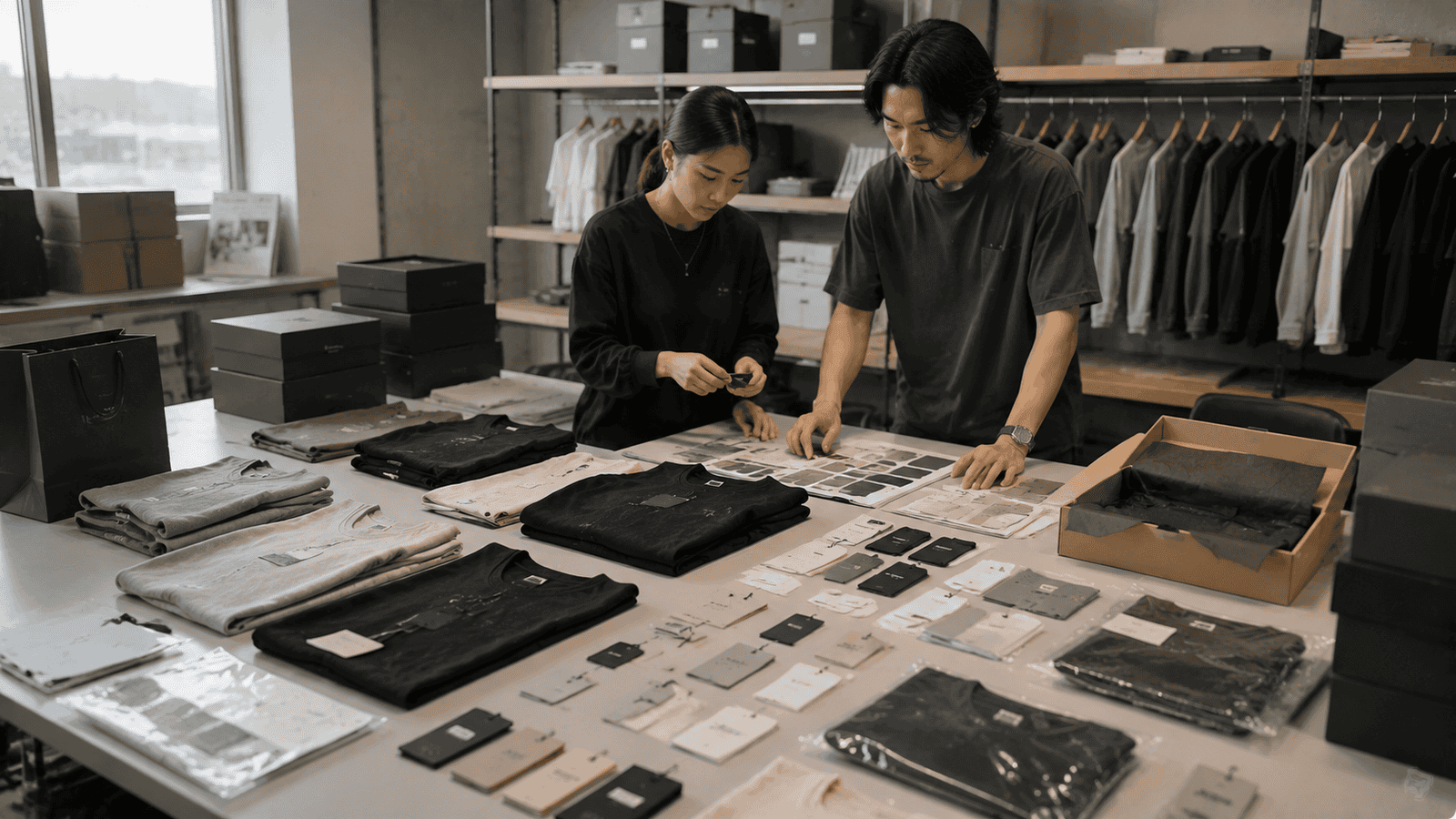 Private label streetwear t-shirt branding and packaging process