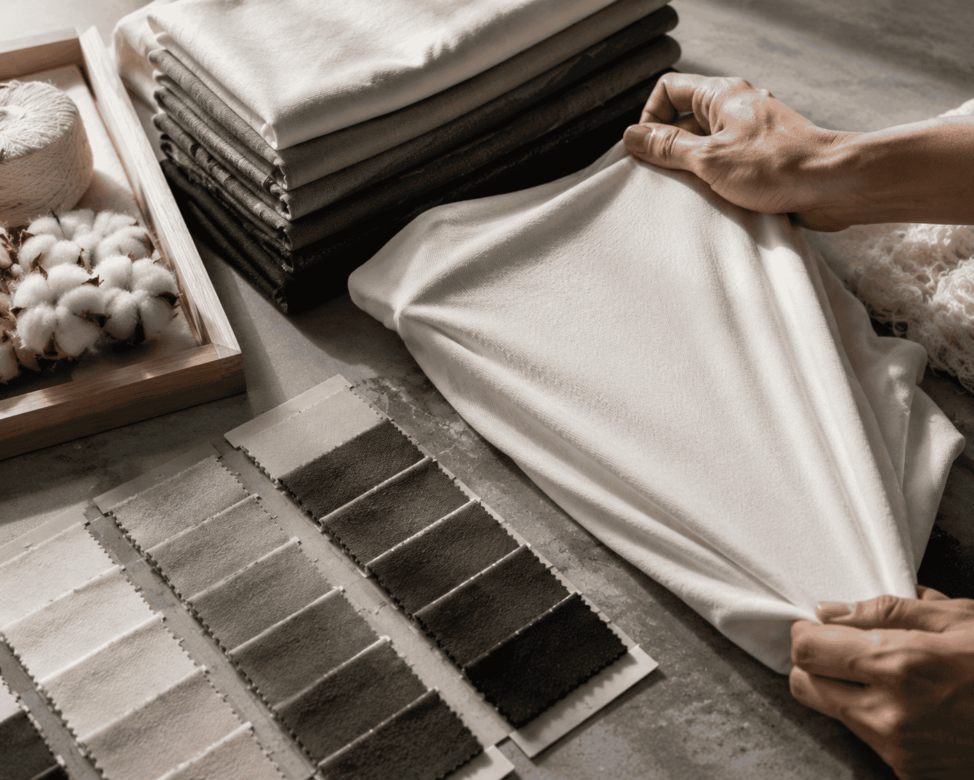 Heavyweight cotton fabric texture close-up