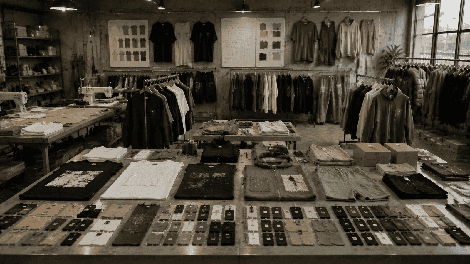 Streetwear product range display showroom