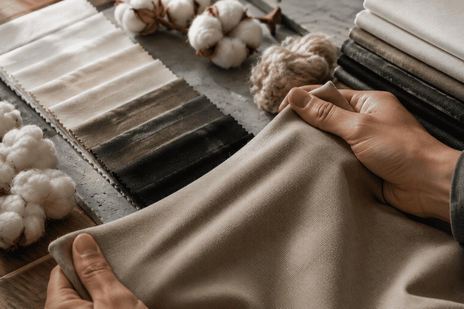 Heavyweight cotton fabric close-up texture