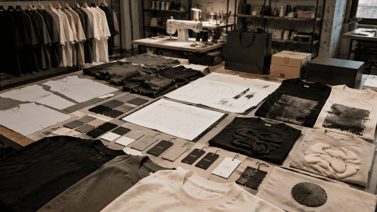 Streetwear product range display showroom