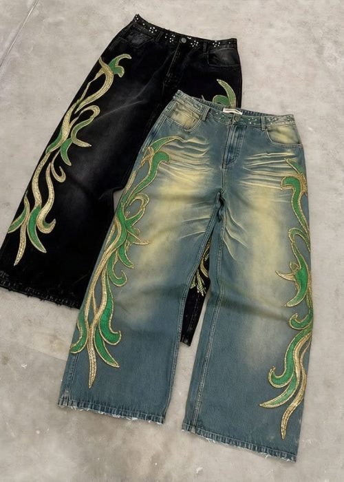 Custom Y2K Baggy Rhinestone Jeans (3)