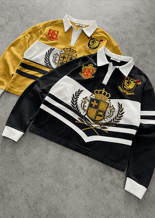 Graphic Striped Button Polo (2)