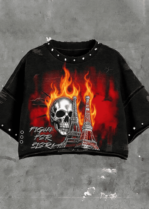 Heavyweight Distressed Crop Top Rhinestone (3)