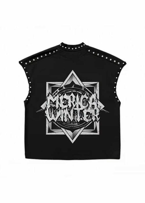 Punk Studded Sleeveless T-Shirt