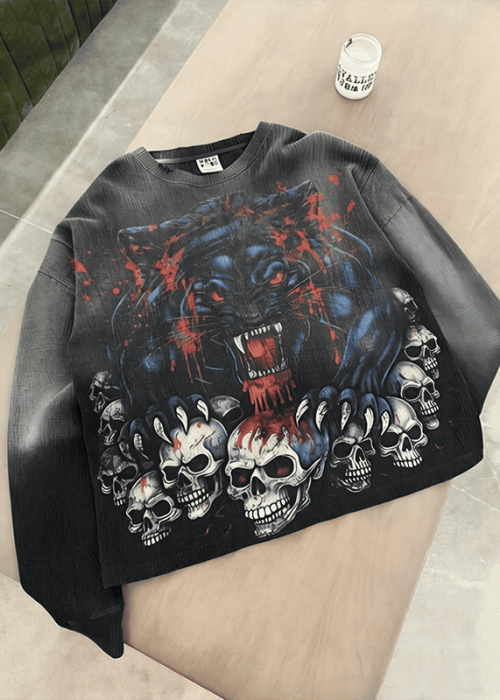 Skull Panther Graphic Sweatshirt (1)
